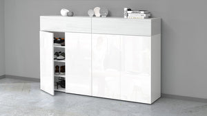 Scarpiera 4 Ante e 2 Ripiano a Ribalta 152x35x100 cm Savona 4A 1R Bianco Opaco/Larice Bianco