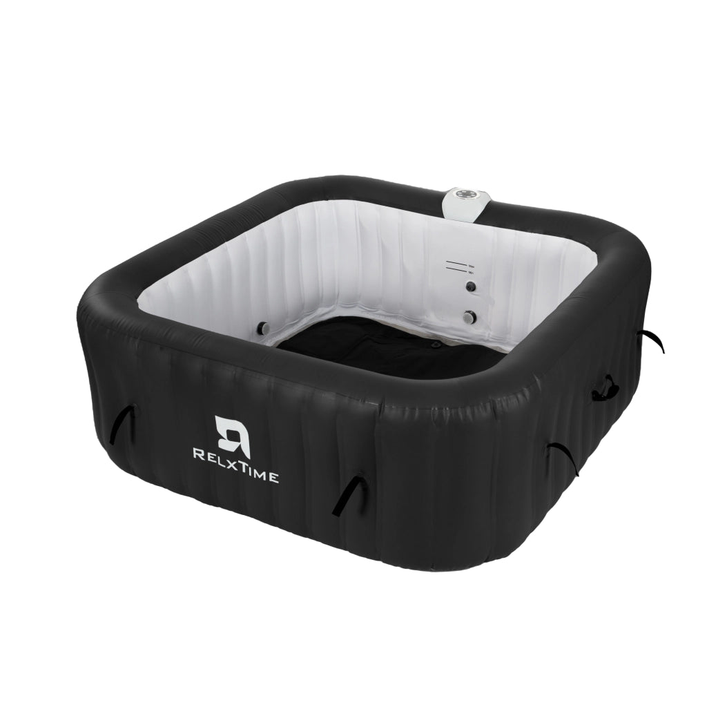Spa gonfiabile quadrata 6 posti - RELXTIME - 130 getti - Nero - Filtro e copertura inclusi