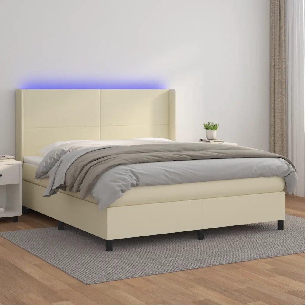Giroletto a Molle con Materasso e LED Crema 180x200 cm cod mxl 57767