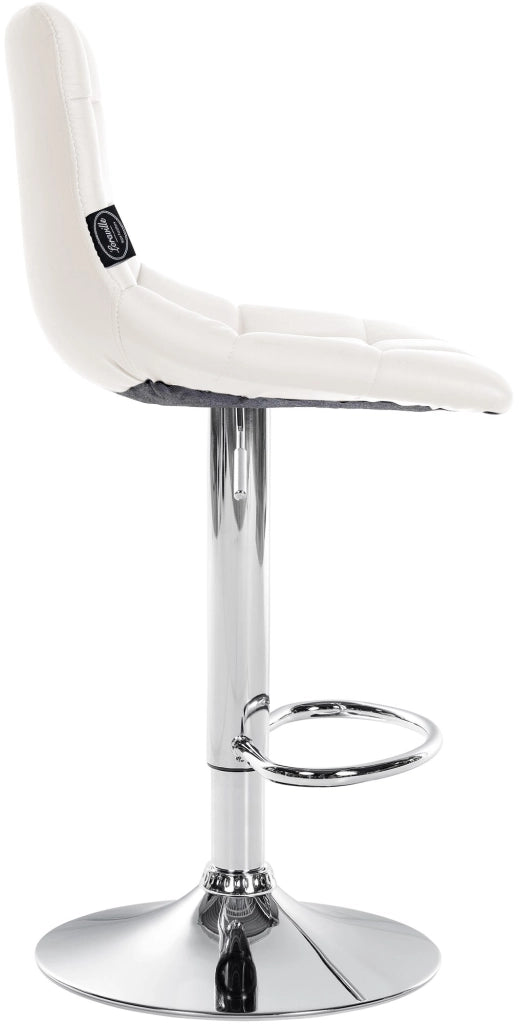 Sgabello Jerry in similpelle bianco,cromo