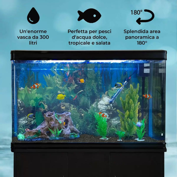 Acquario 143,5x120,5x39 cm 300 Litri con Mobile Nero