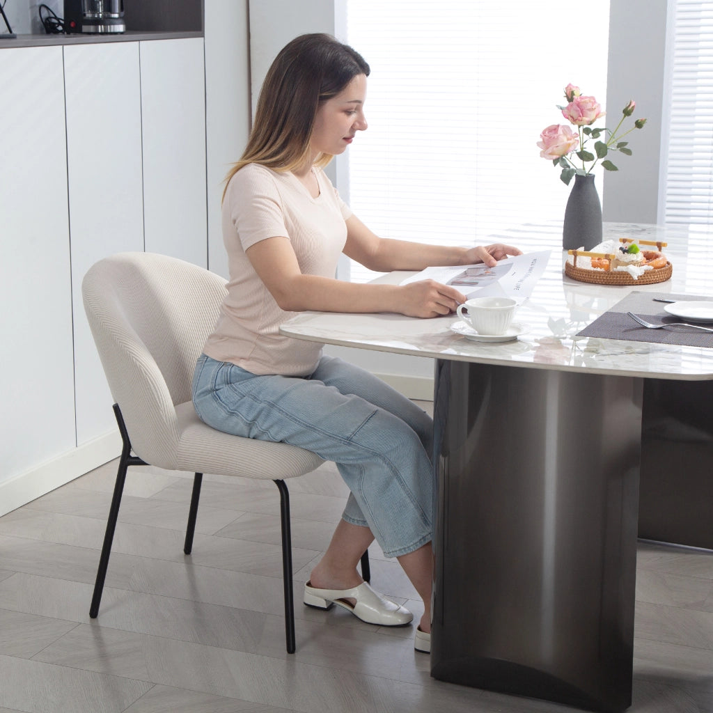 Sedia da pranzo in velluto ¨C zephmum ¨C 56x58x78, crema