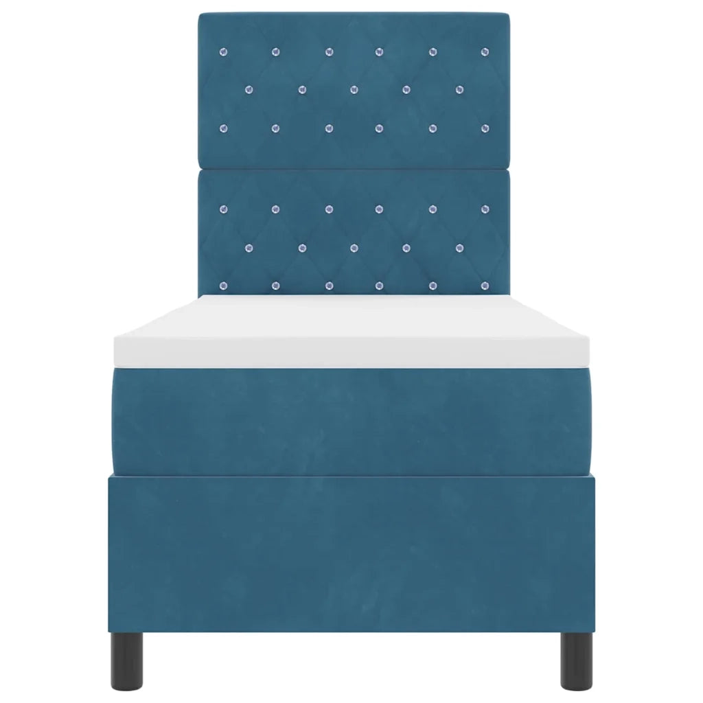 Letto a molle con materasso Blu Scuro 80 x 200 cm Velluto 3339732