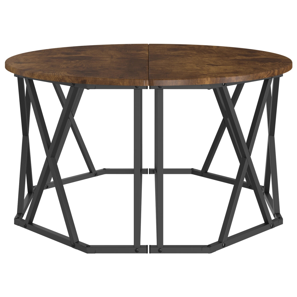 Tavolino da caffÃ¨ in rovere affumicato 80x80x42 cm in legno ingegnerizzato