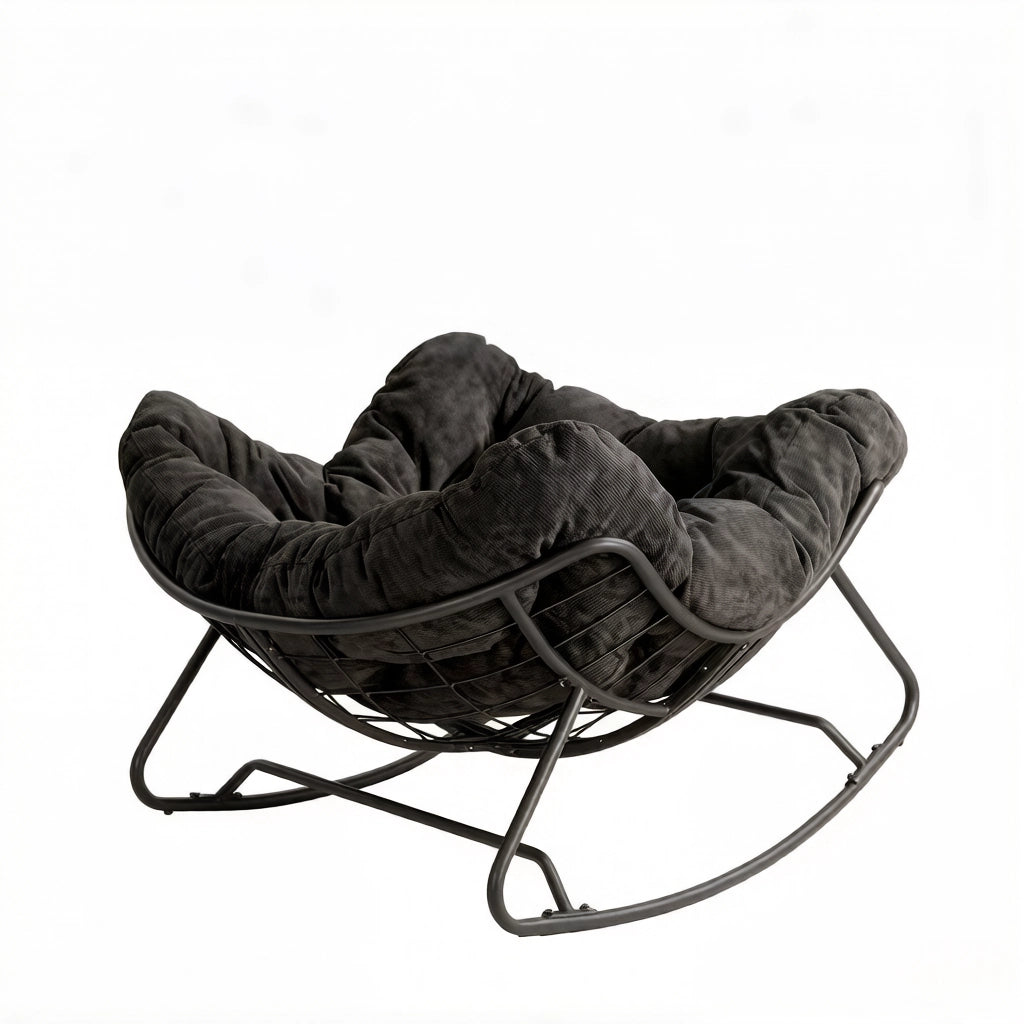 SEDIA A DONDOLO 91x102,5x77 cm Chenille Nera