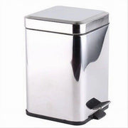 Trade Shop - Pattumiera In Acciaio A Pedale 6 Litri Bidone Cestino Spazzatura Quadrato 87446 -