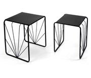 SET 2 TAVOLINI QUADRATI IN METALLO CON GAMBE A FANTASIA H42/39 CM COLORE NERO
