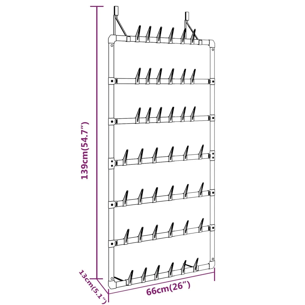 Scarpiera-Scaffale per scarpe Pensile Argento 66x13x139 cm
