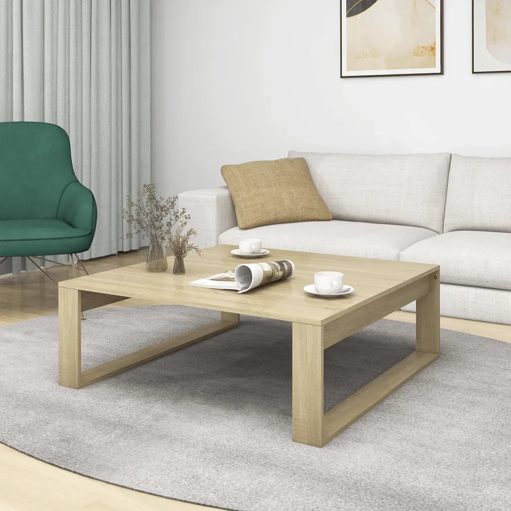 Tavolino Salotto-Tavolino da Soggiorno Rovere Sonoma 100x100x35cm Truciolato