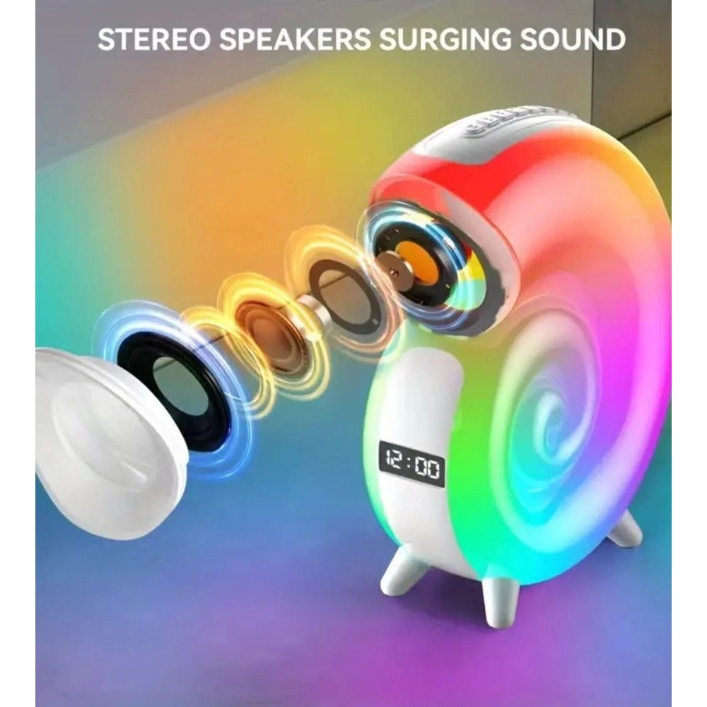 Trade Shop - Cassa Speaker Bluetooth Bt Lampada Led Rgb Conchiglia Con Orologio Display Sveglia -
