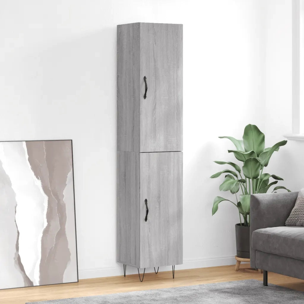 Credenza | Madia | Buffet da pranzo | Armadio da pranzo Grigio Sonoma 34,5x34x180 cm in Legno Multistrato