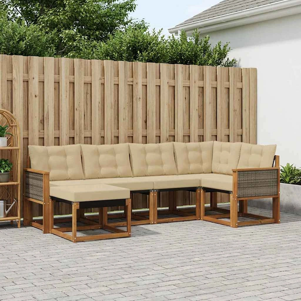 Set di divani da esterno 6 pz Naturale e Beige 3382061