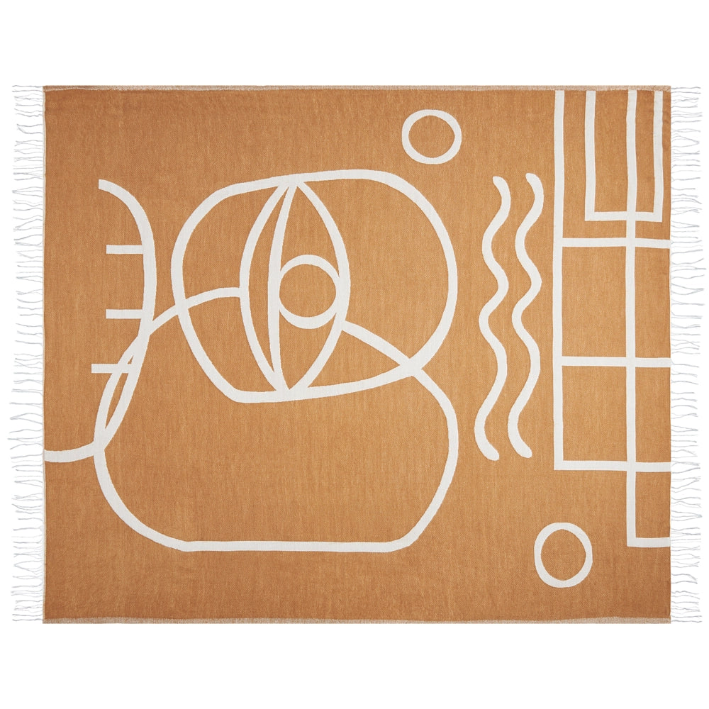 Coperta arancione misto poliestere e acrilico 130 x 170 cm motivo astratto decorativo motivo double face