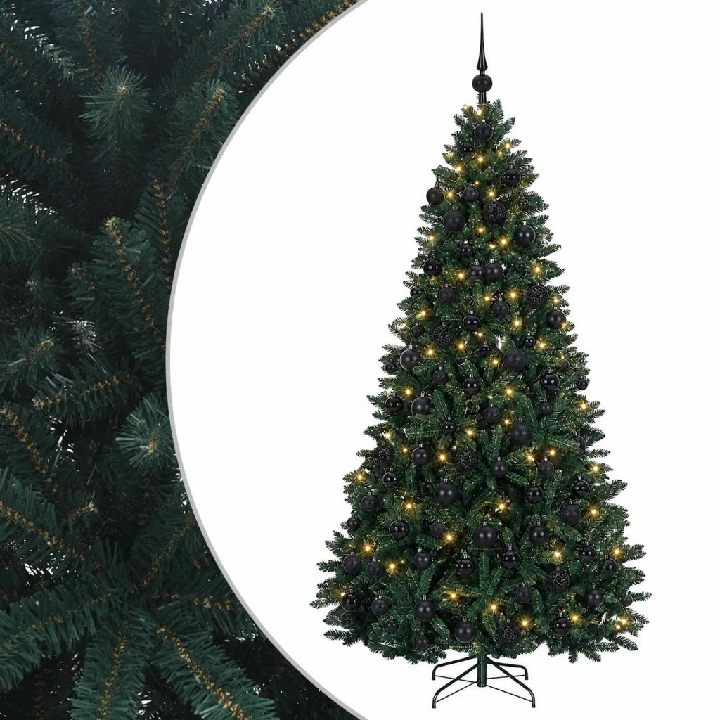 Albero di Natale artificiale verde scuro con palline 180 cm 3466462