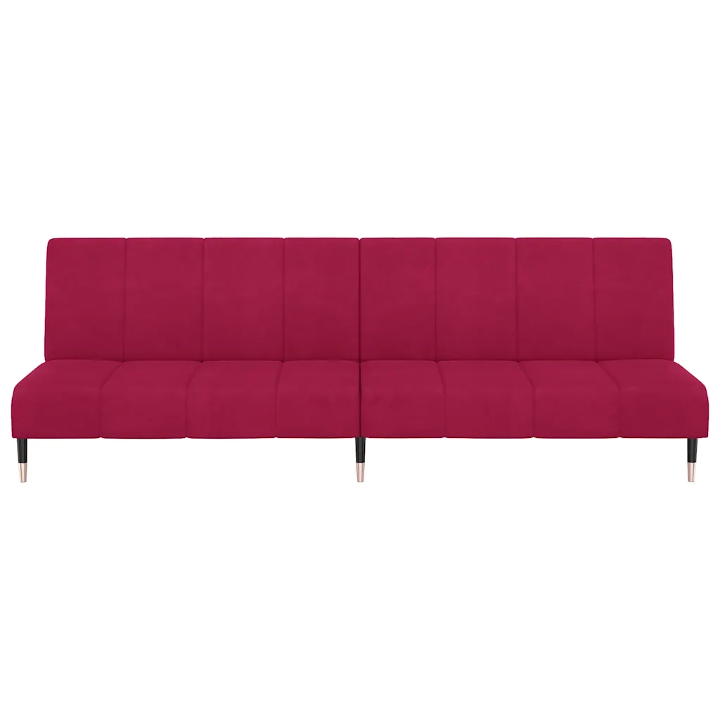Divano Letto a 2 Posti Rosso Vino in Velluto 375879