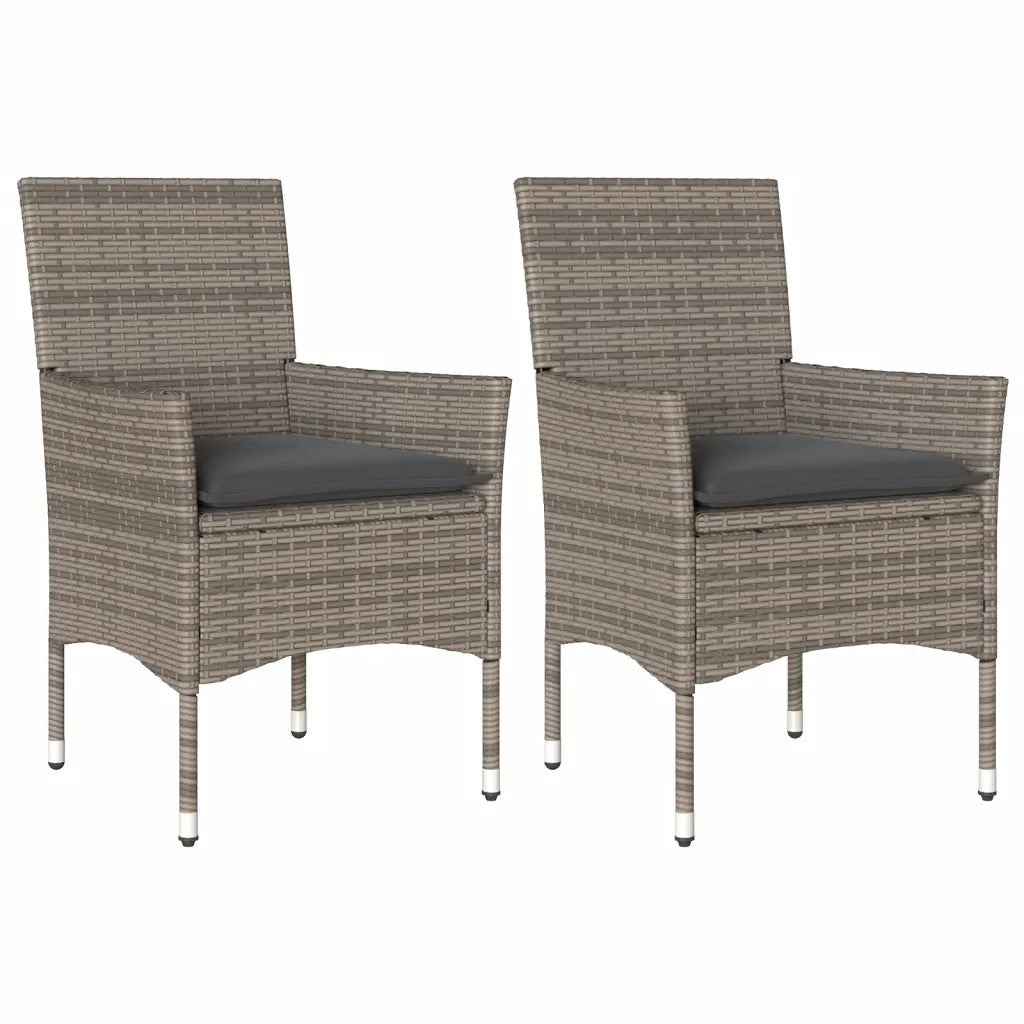 Sedie da Giardino con Cuscini 2 pz-Sedia da esterno Grigie in Polyrattan