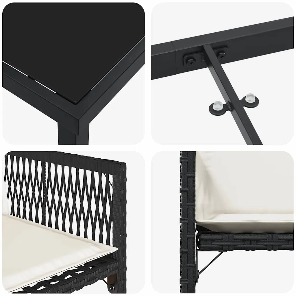 Set da Pranzo per Giardino 5 pcs Nero polyrattan 3380741