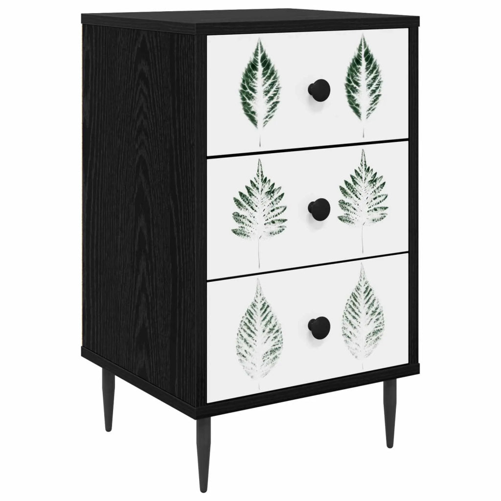 Armadio da Notte HANAU Rovere Nero 36 x 33 x 61 cm 8007341