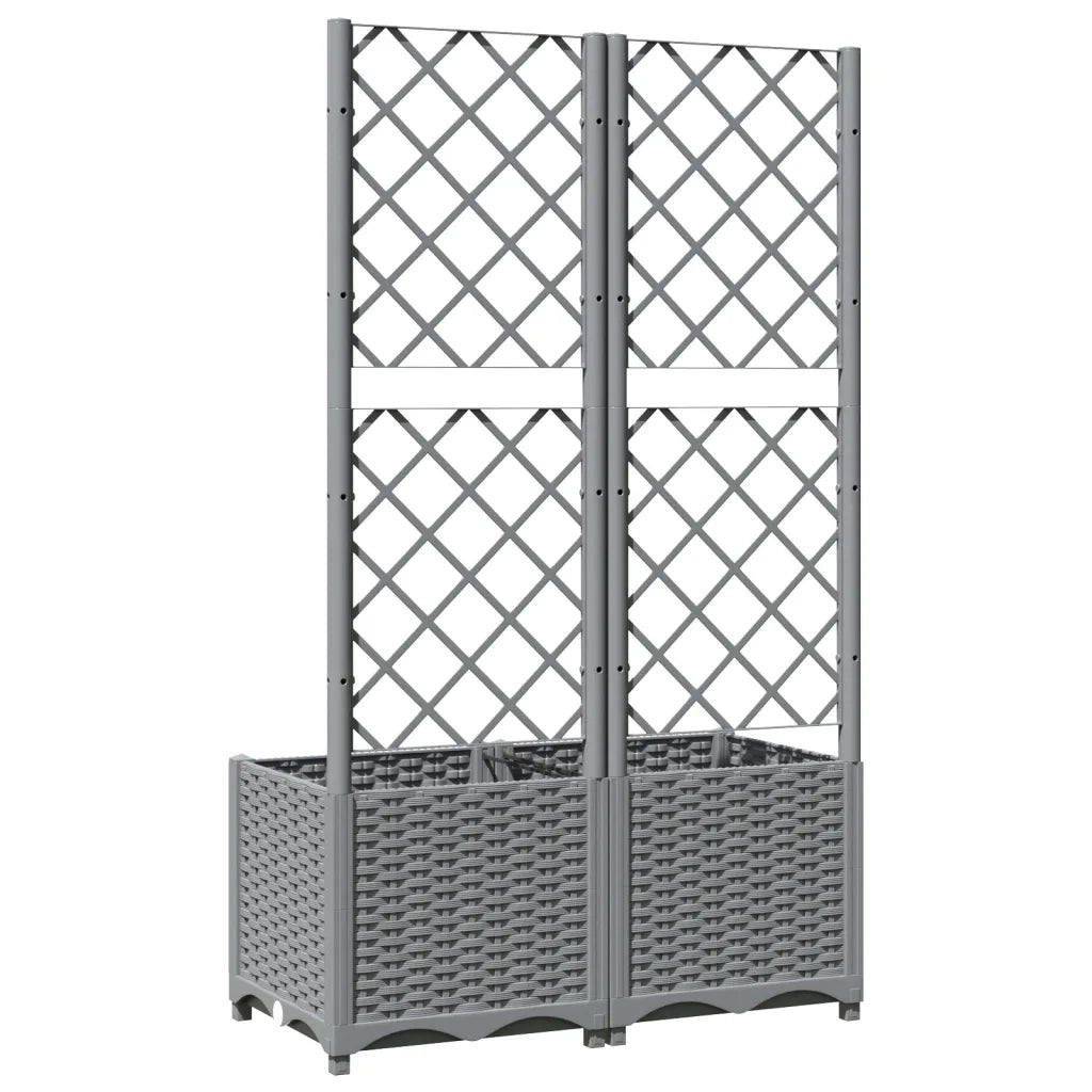 Fioriera | Cassetta per fiori | Vaso da Giardino con Graticcio Grigio Chiaro 80x40x136cm PP