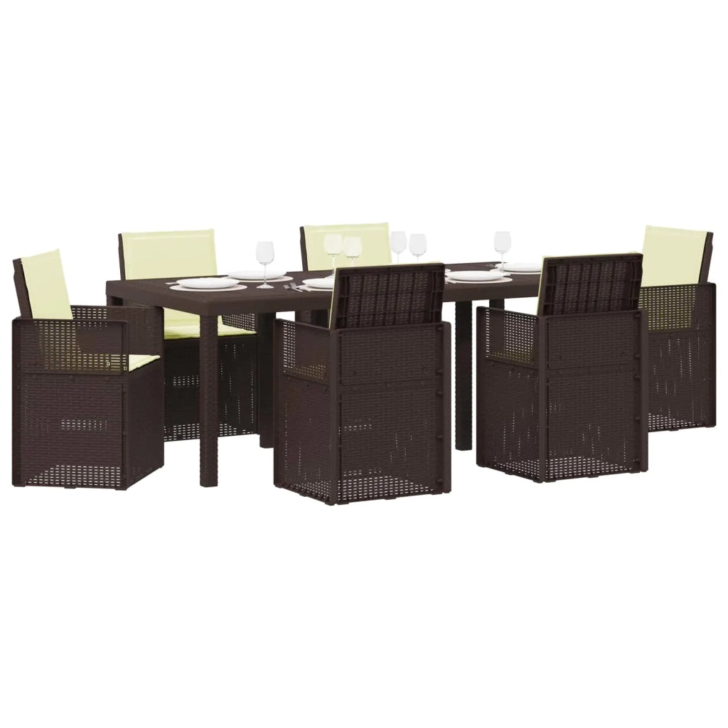 Set da Pranzo per Giardino con cuscino 7 pcs Marrone e Crema PP 3430075