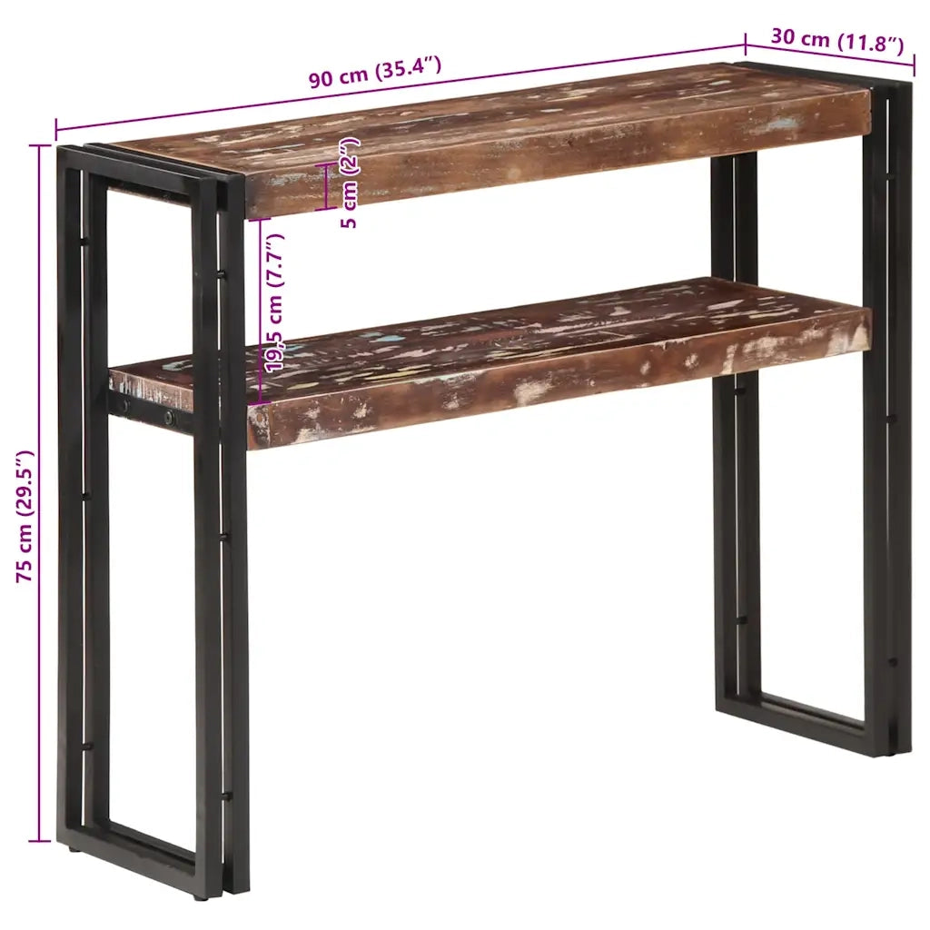 Tavolo Consolle 90x30x75 cm in Legno Massello di Recupero cod mxl 21342