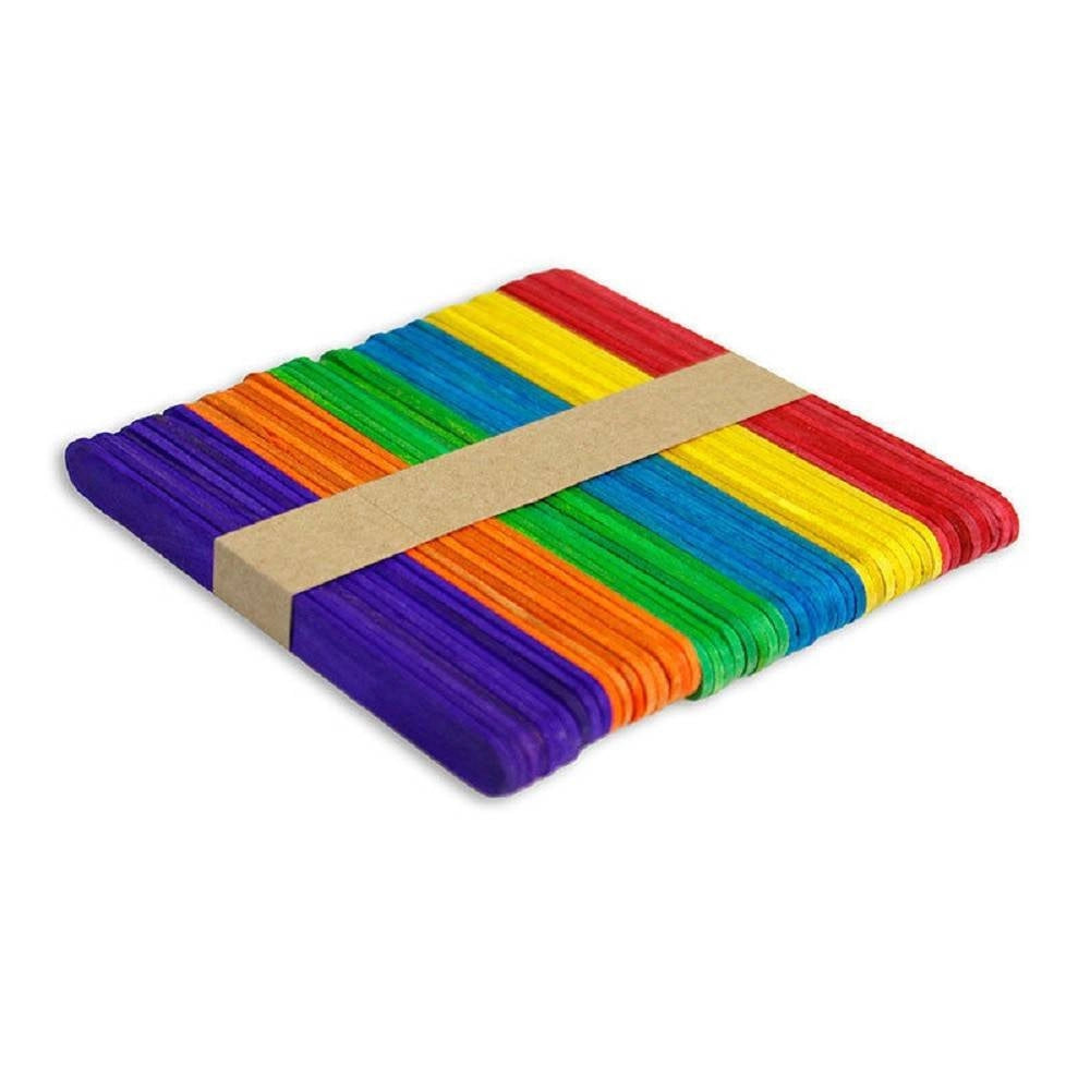 Trade Shop - 300 Stecche Colorate Bastoncini In Legno Naturale Lavoretti Bricolage 114 X 15mm -