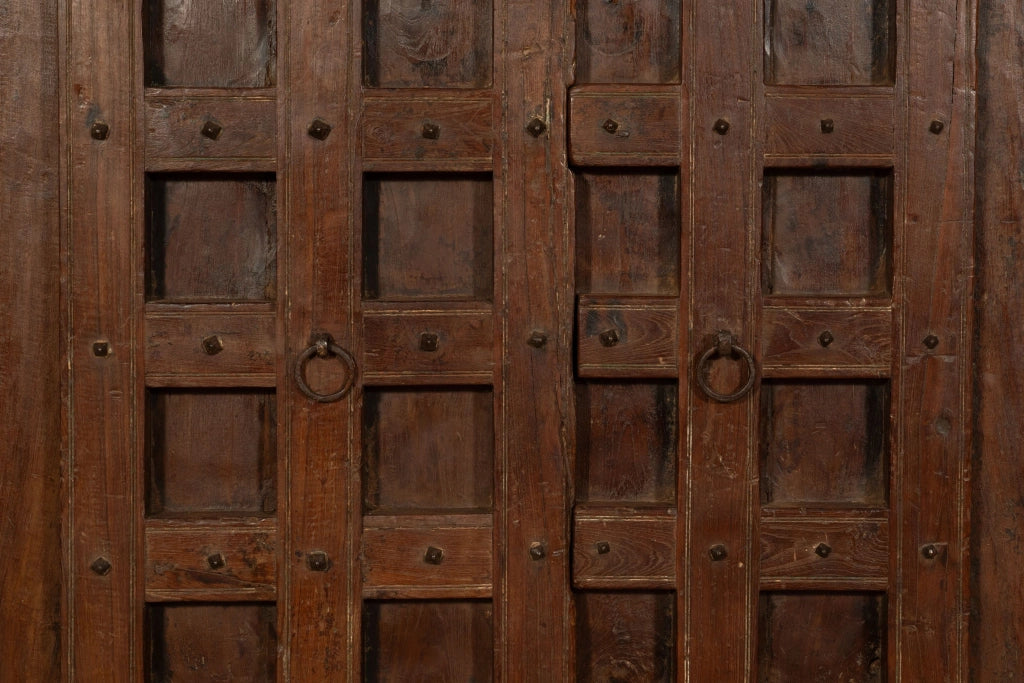 Biscottini Porta portone in legno massello e ferro da interno o da esterno vecchia e antica medievale scorrevole