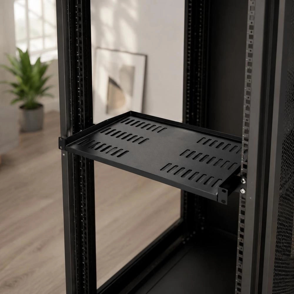 1U Server Rack Shelf, 4 Pcs, 22.68 Kg, Ventilated Cantilever, Wall-mount Or Rack-mount Shelf With Storage, 254 Mm Deep, Good Airflow For 482 Mm Cabinet Computer Network Equipment