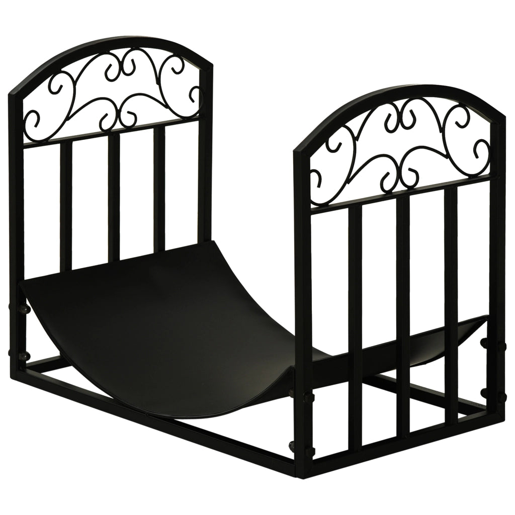 Porta Legna da Interno ed Esterno in Metallo con Ripiano ¨C zephmum ¨C Nero, 60.5x36x46.5cm