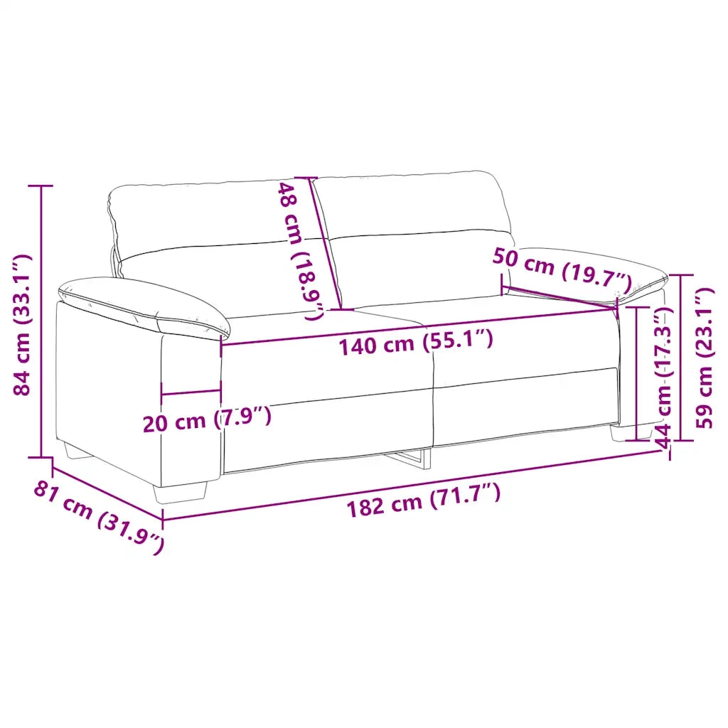 Divano a 2 Posti Grigio Scuro 140 cm in Tessuto