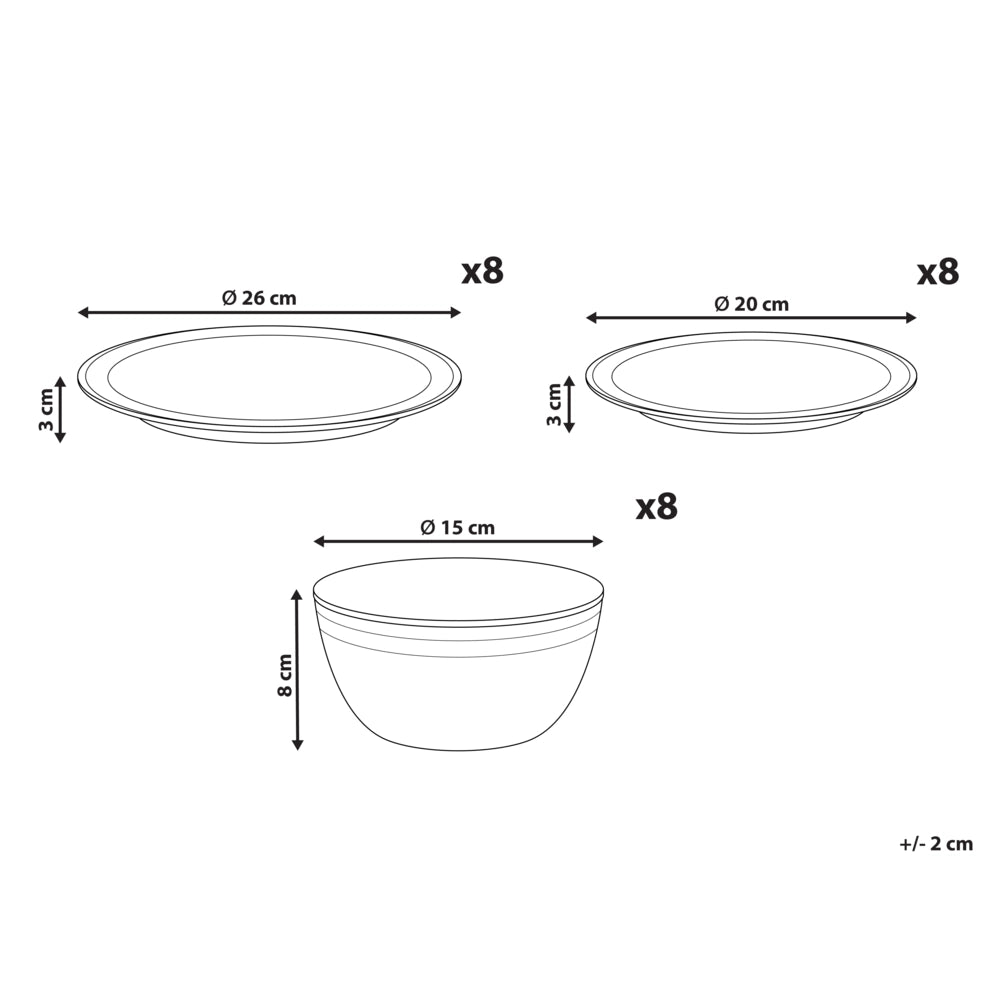 Set di 24 stoviglie in gres caolino grigio chiaro lavorato a mano con smalto reattivo Cucina Sala da pranzo