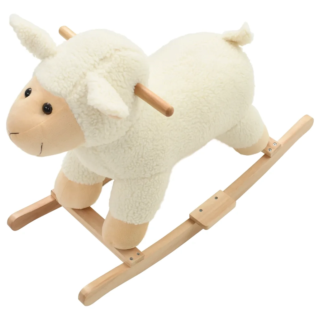 Pecora a Dondolo in Peluche 78x34x58 cm Bianca 80220
