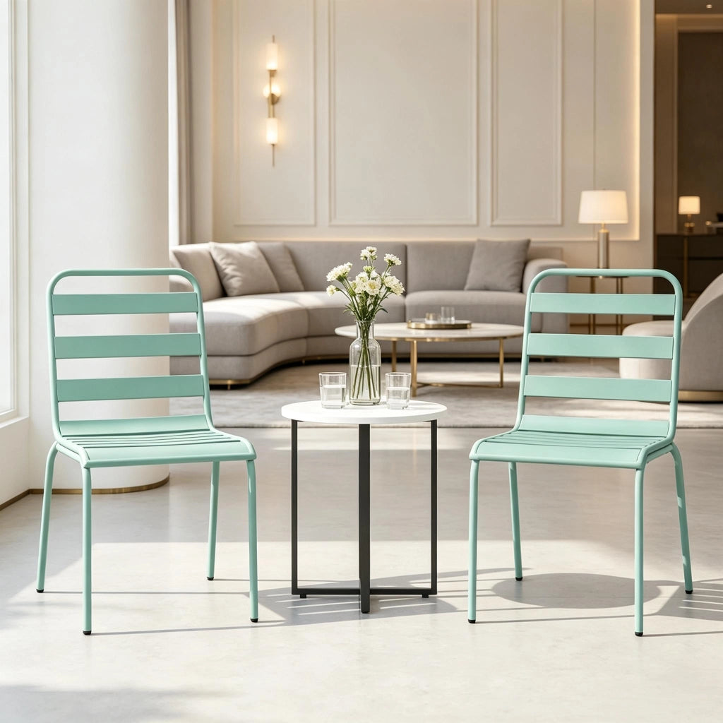 SEDIA Da esterno impilabile 46x58x78 cm Verde Set da 2 pezzi