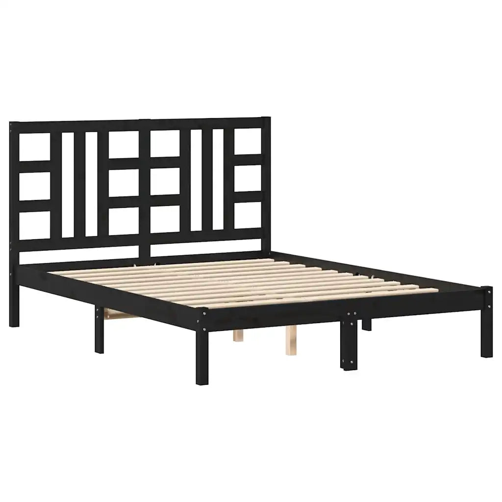 Giroletto Nero in Legno Massello 140x190 cm 3105389