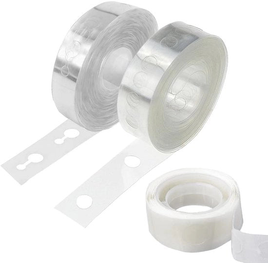 Strisce per palloncini 3 rotoli - Catena per palloncini a doppie/ singole gocce - Strisce per palloncini - Strisce per palloncini con colla - Strisce per palloncini per slitta - Adatto per feste - Materiale trasparente in plastica