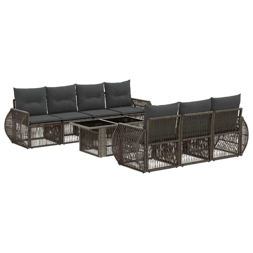 Set Divano da Giardino 8 pz Grigio e Grigio Scuro polyrattan 3436907