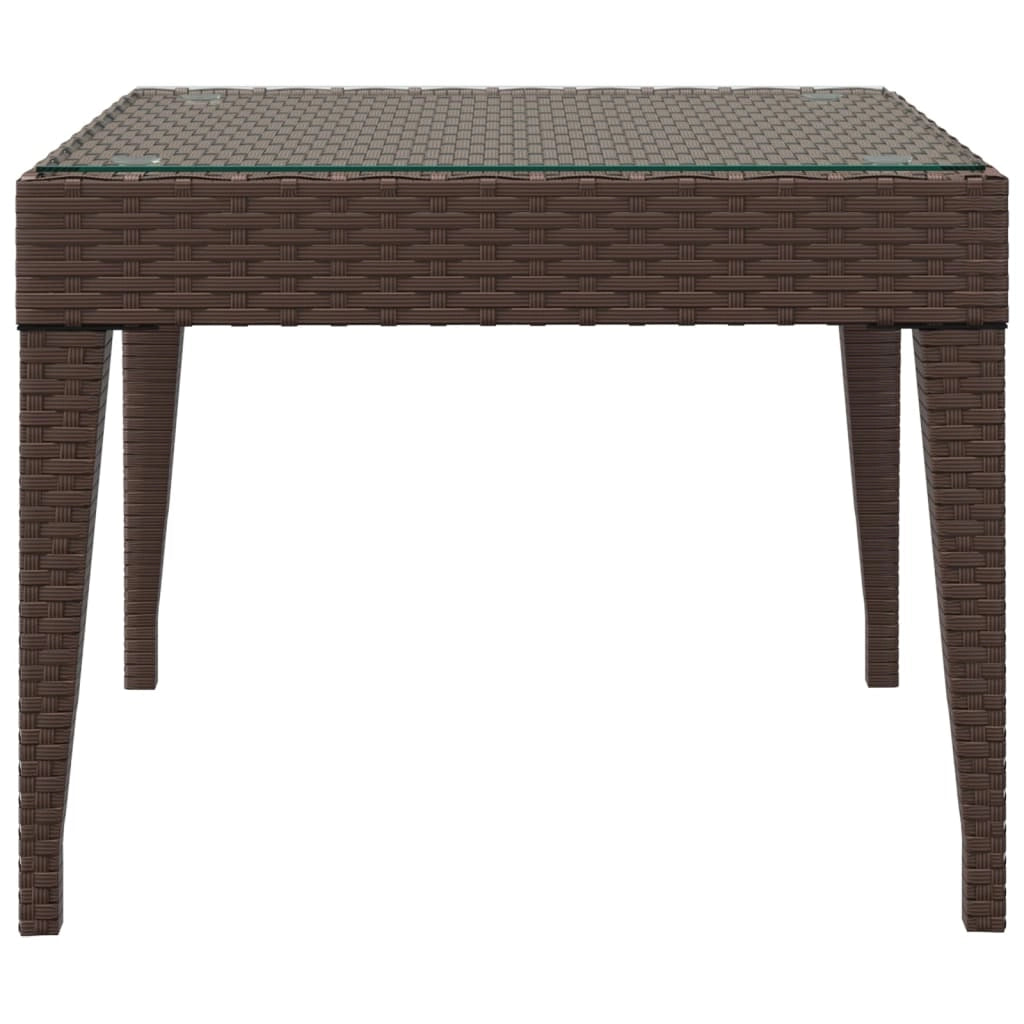Tavolino Marrone 50x50x38 cm Polyrattan e Vetro Temperatocod mxl 78929