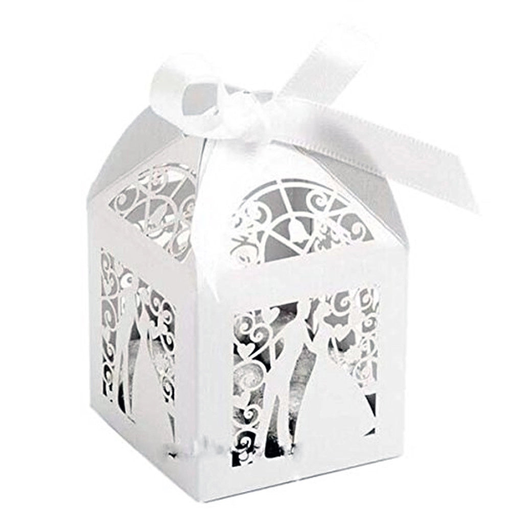 Trade Shop - Scatoline Da Regalo Portaconfetti Porta Confetti Dolci Bianco Matrimonio Wedding -