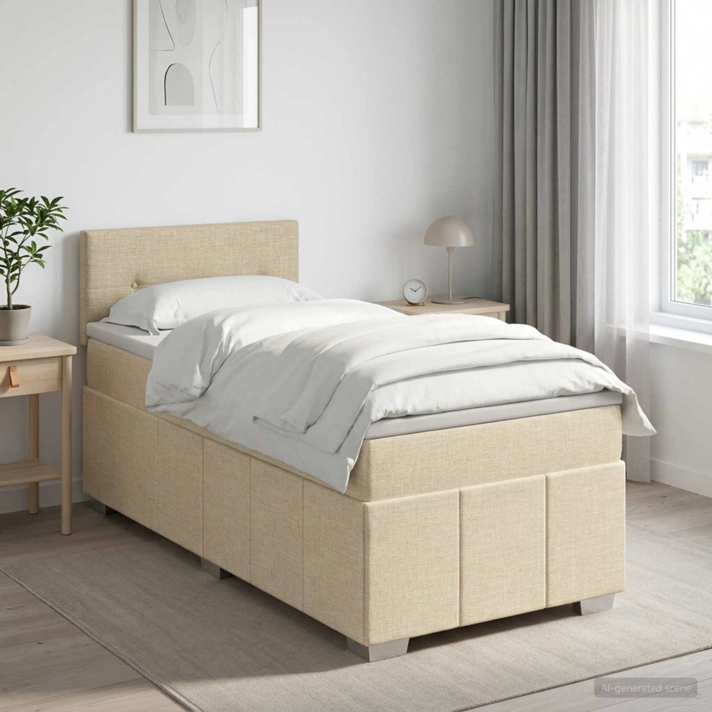 Letto box spring con materasso Crema 80 x 200 cm Tessuto 3451085