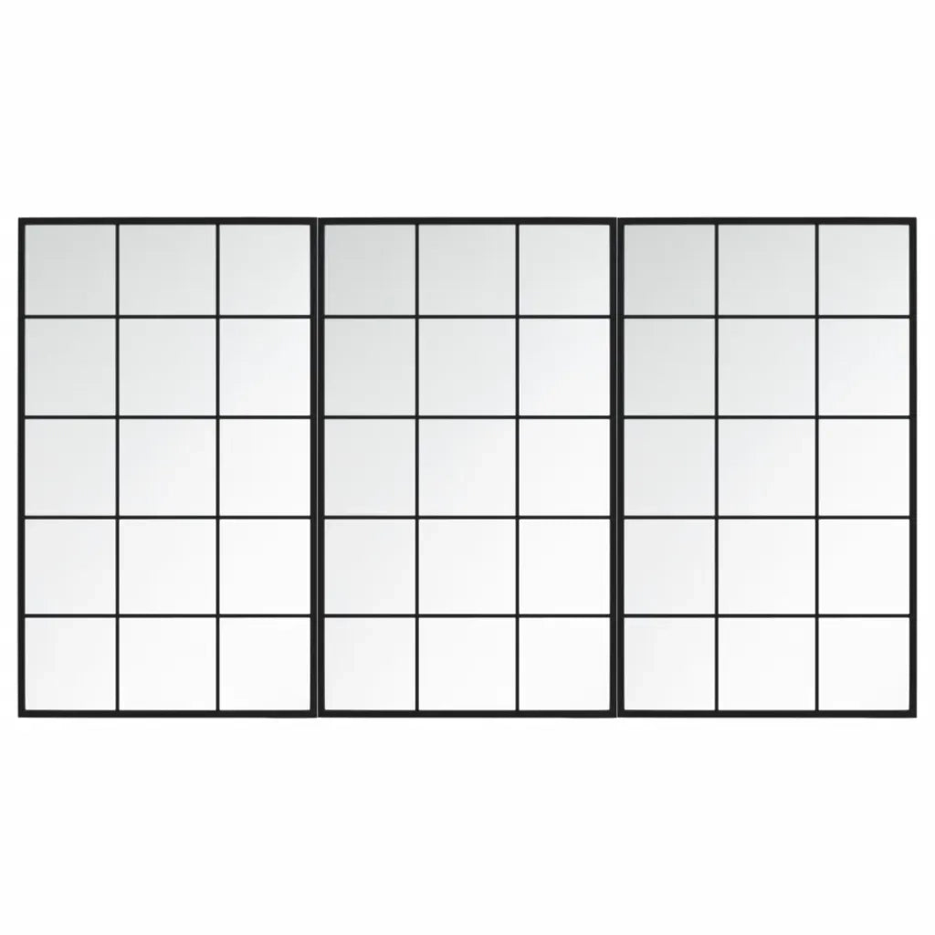 Specchi a Parete 3 pz Neri 100x60 cm in Metallo 3189036