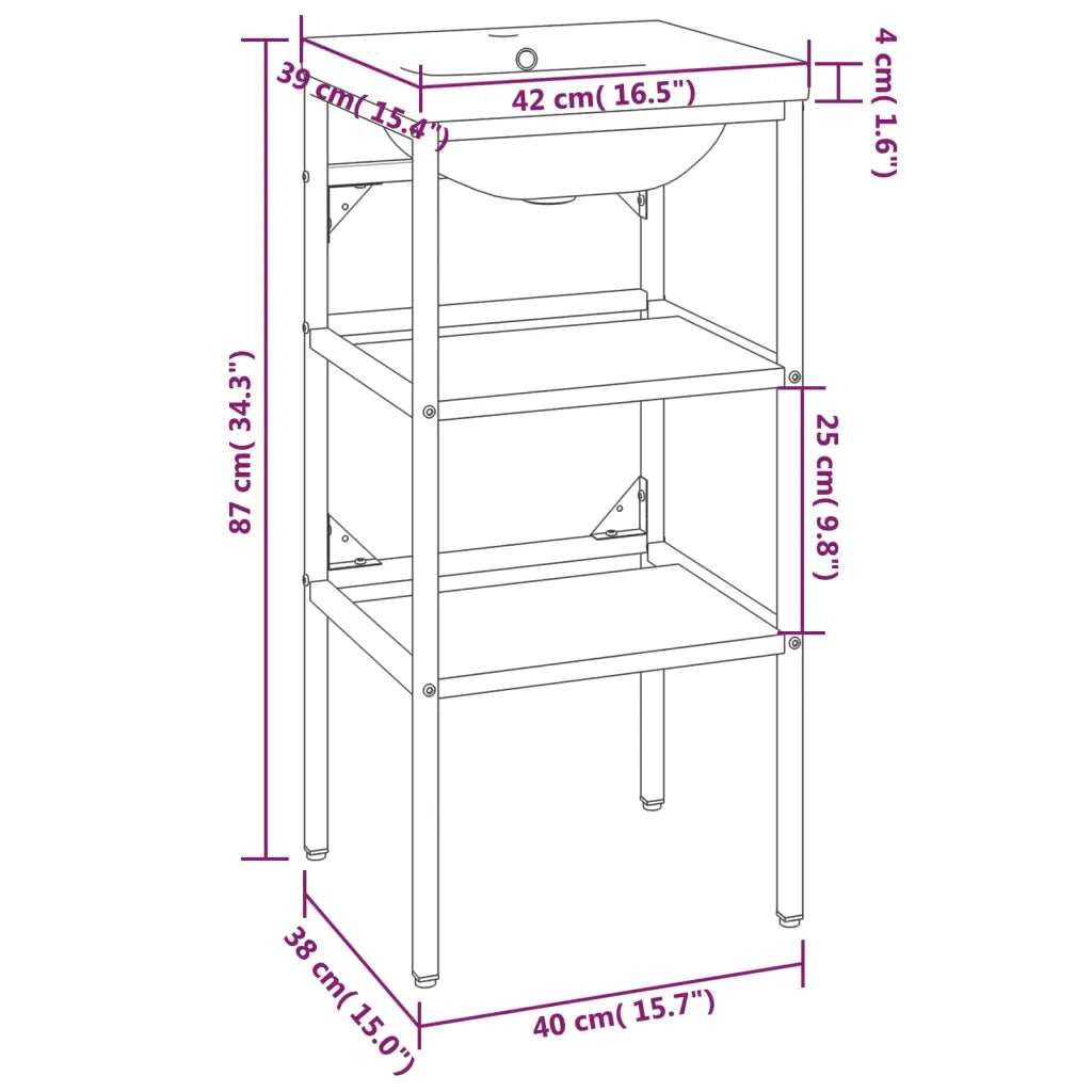 Telaio per Lavabo da Bagno con Lavabo Integrato Bianco in Ferro CFW8265381