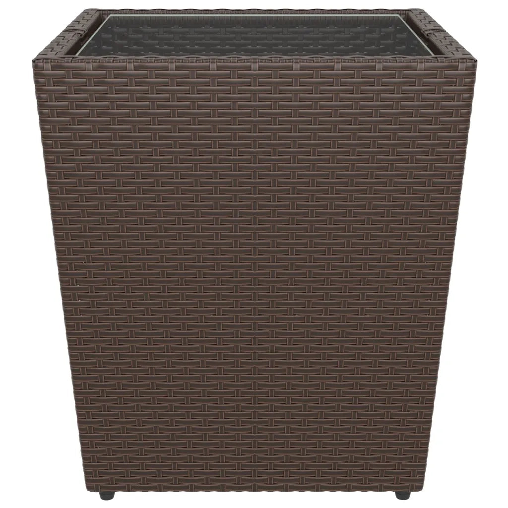 Set Bistrot Giardino 5 pz Polyrattan e Vetro Temperato Marrone