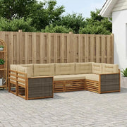 Set di divani da esterno con cuscino 6 pcs Naturale e Beige 3383771