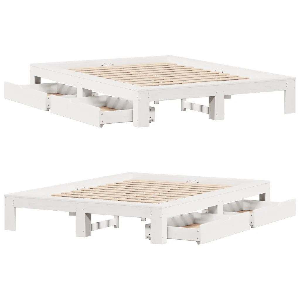 Letto senza Materasso-Struttura Letto Bianco 150x200 cm Legno Massello di Pino 502848