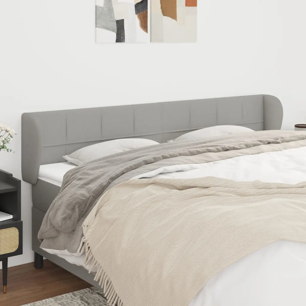 Testiera ad Orecchio-Testata con Orecchie Grigio Chiaro 203x23x78/88 cm in Tessuto 373044