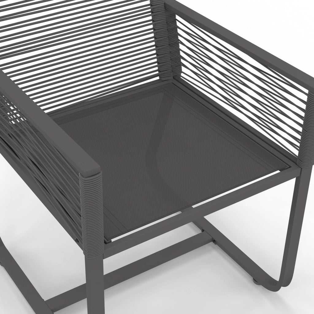 IDMarket - Set di 2 poltrone da giardino ODESSA in metallo e corda grigia