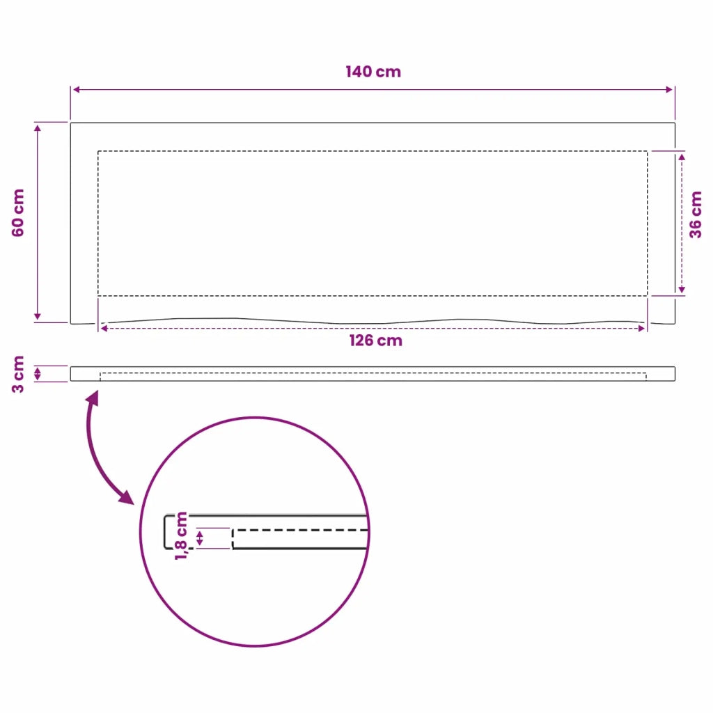 Piano del Tavolo Rettangolare 90 x 50 x 3,5 cm Rettangolare 938517