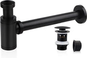 Sifone nero con attacco di scarico 1 1/4 pollici x Ø 32 mm in acciaio inossidabile sifone smorzatore di odore regolabile sifone universale per vasca da bagno vasca da bagno con sifone di forma cilindrica per smorzare odori.