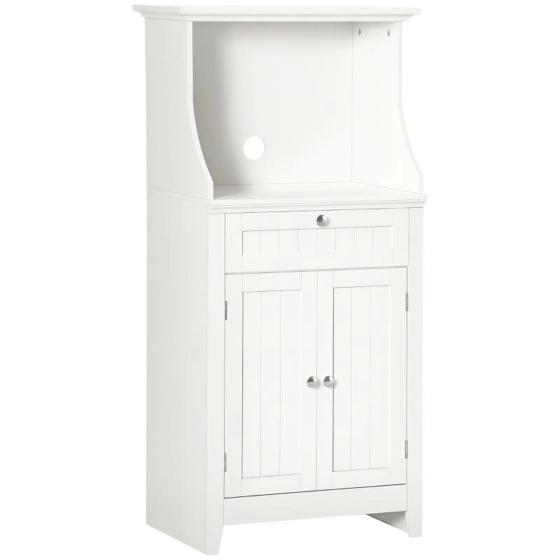 MOBILE CUCINA PER MICROONDE CON CASSETTO E ARMADIETTO 2 ANTE, 60X40X122.5 CM, BIANCO