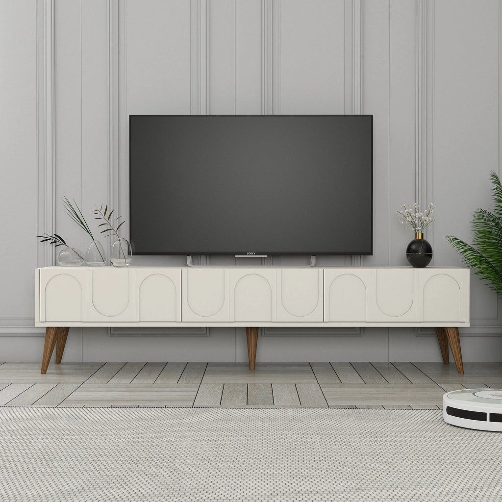 Scafa, Mobile Porta tv 3 Ante, 180x35x44h cm Bianco Crema
